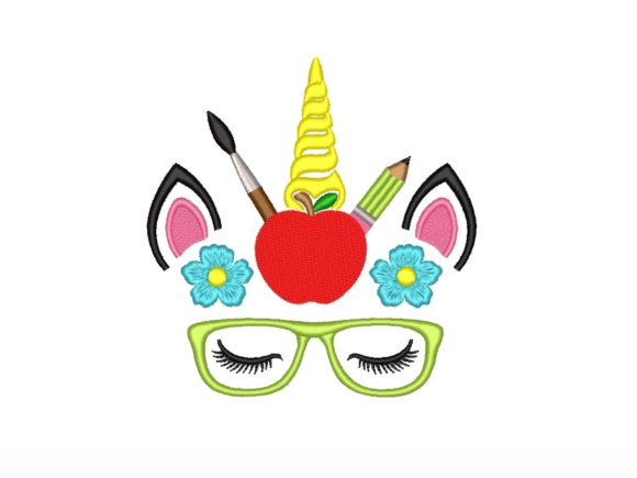 Charming School Unicorn Embroidery Design